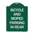 Signmission Bicycle and Moped Parking in Rear, Green & White Aluminum Sign, 18" x 24", GW-1824-24326 A-DES-GW-1824-24326